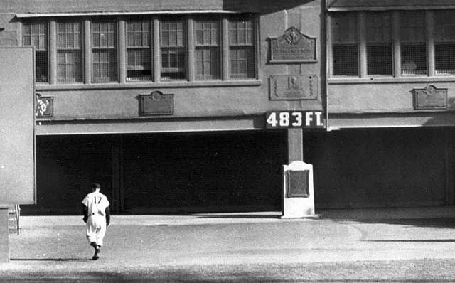 Polo Grounds plaques in center field, 1951